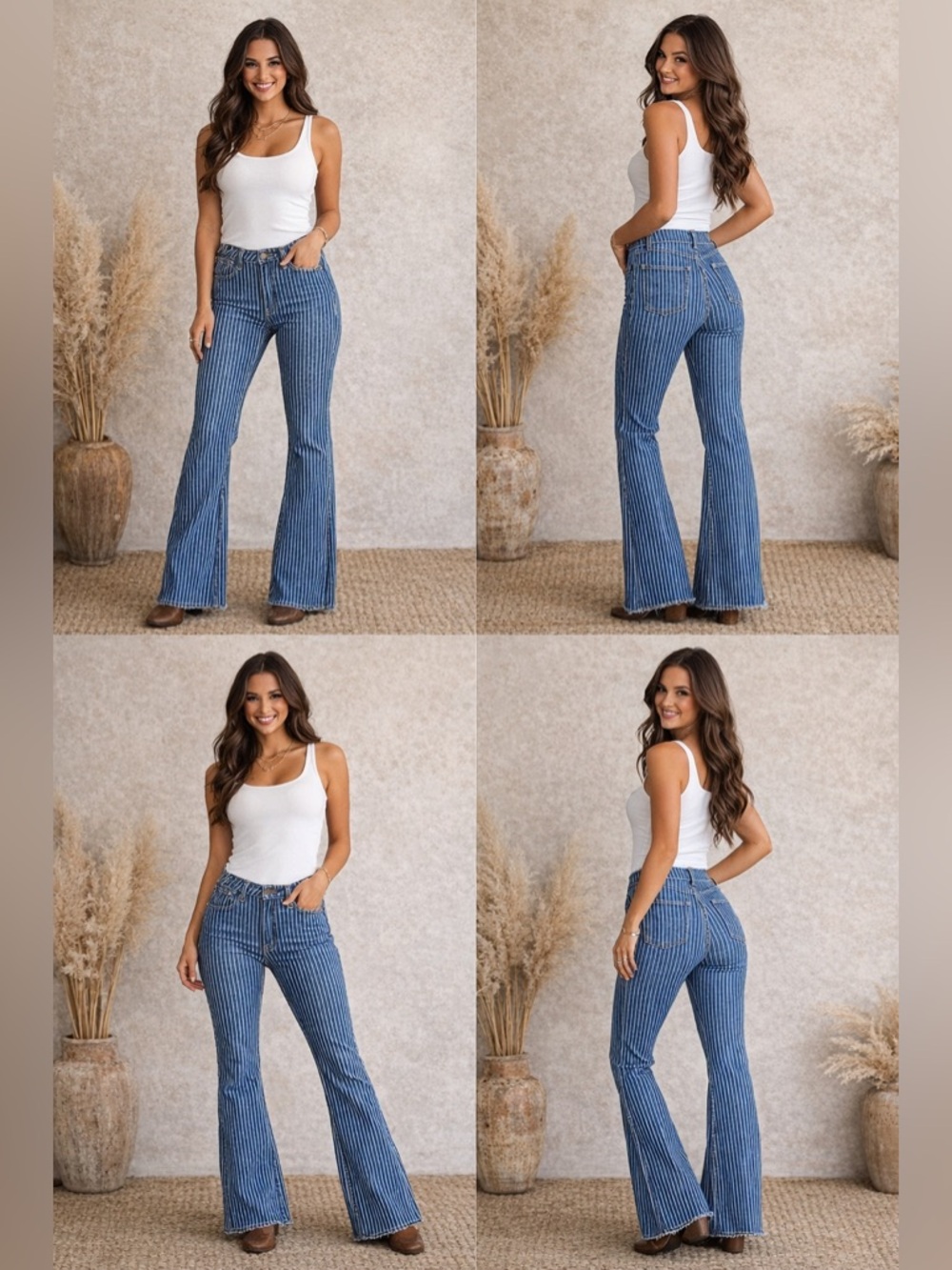 Judy Blue Striped Super Flare Jeans Size 5/27 High Rise Boho Retro Stretch Denim - Picture 9 of 9